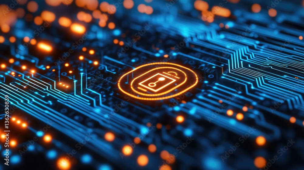 Poster digital assets secured in a blockchain-powered e-wallet, featuring biometric authentication, encrypt