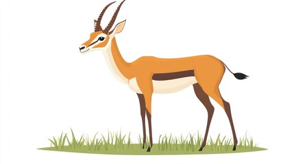 Antelope standing in grass, wildlife illustration, use for children's book