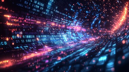 Abstract digital stream background featuring dynamic numeric data visualization