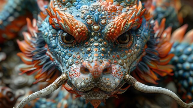 Vibrant Zora with Intricate Scales and Fiery Crest in a Mythical Realm