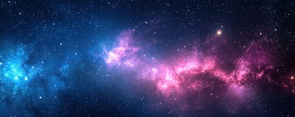 Naklejka premium Stunning Cosmic Background with Colorful Nebula, Bright Stars and Deep Space in Rich Blue and Pink Tones