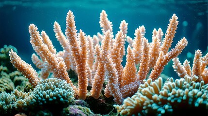 Vibrant Coral Reef Underwater Scene: A Breathtaking View of Marine Life and Ecosystem
