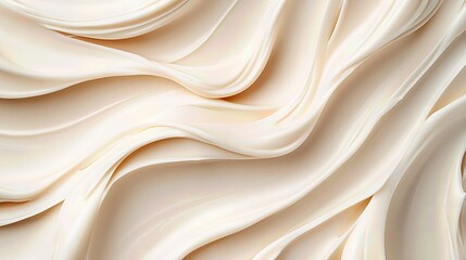 Obraz premium Swirling Cream Delight: A close-up showcases smooth, creamy texture, a beautiful swirl pattern, inviting the viewer into a world of pure indulgence, perfect for culinary themes.