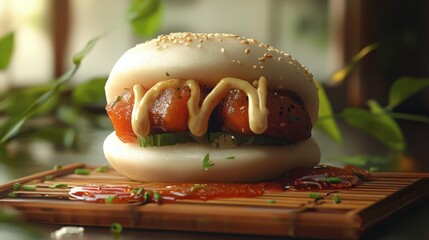 picy tuna bao with sriracha mayo soft