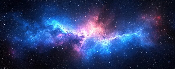 Naklejka premium Stunning Deep Space View of Colorful Nebula with Stars and Cosmic Dust in the Universe