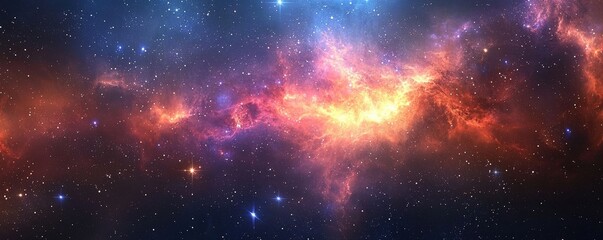 Naklejka premium Stunning Cosmic Nebula with Bright Colors and Distant Stars in Deep Space Background for Astrophotography
