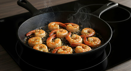 Frying Shrimp In Pan