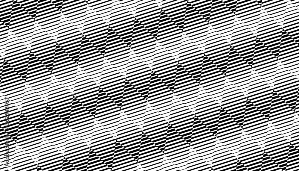 Poster black and white seamless geometric pattern with lines. smooth transition of lines pattern effect. ve