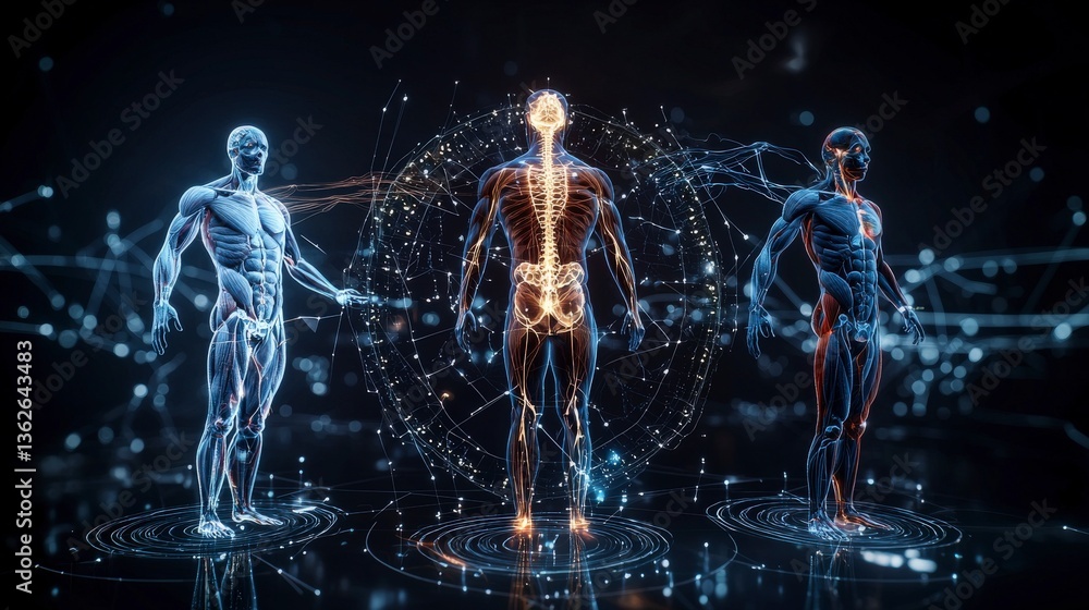 Aufkleber Exploring human anatomy and nervous system interactions through advanced digital visualization technology