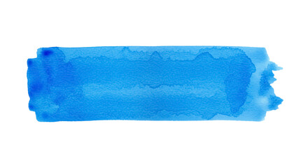 Rectangle blue stroke of watercolor paint texture isolated on transparent background, PNG
