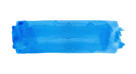Rectangle blue stroke of watercolor paint texture isolated on transparent background, PNG