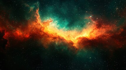 Naklejka premium Stunning View of Colorful Nebula in Deep Space with Bright Stars and Cosmic Clouds of Gas and Dust