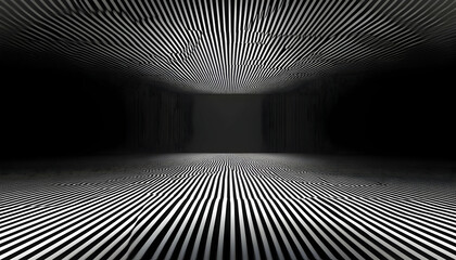 Monochrome perspective with parallel lines converging to a dark opening