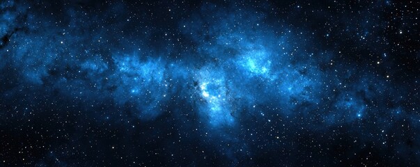 Fototapeta premium Vast Cosmic Scene with Twinkling Stars and Deep Blue Nebula in the Infinite Universe Background