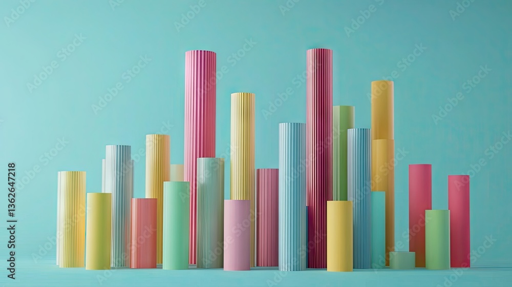 Poster a d interactive business graph with bars and lines, reflecting business growth strategies.