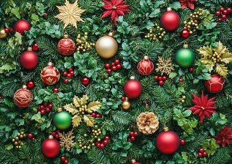 Fototapeta premium Festive Christmas Ornament Wreath.