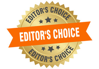 editor's choice. editor's choice round orange and gold label isolated on transparent background