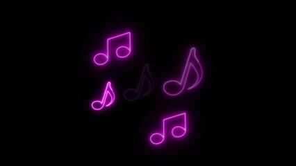 Neon audio music player icon. Neon musical symbol illustration. Neon music icon concept on black background.