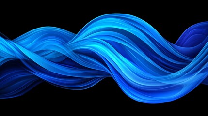 A mesmerizing display of flowing blue waves on a black background, creating an ethereal and dynamic visual effect suitable for various creative projects.
