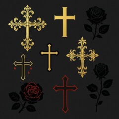 十字架＆黒薔薇のアイコンセット