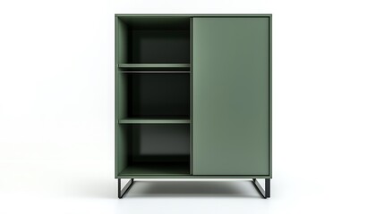 A green cabinet with a white background