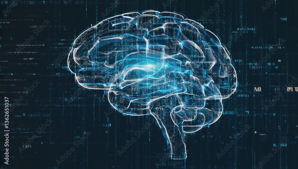 Aufkleber digital representation of a human brain. complex network of connections