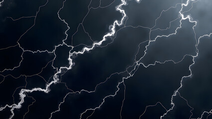 Obraz premium Bright blue lightning strikes in the dark night sky