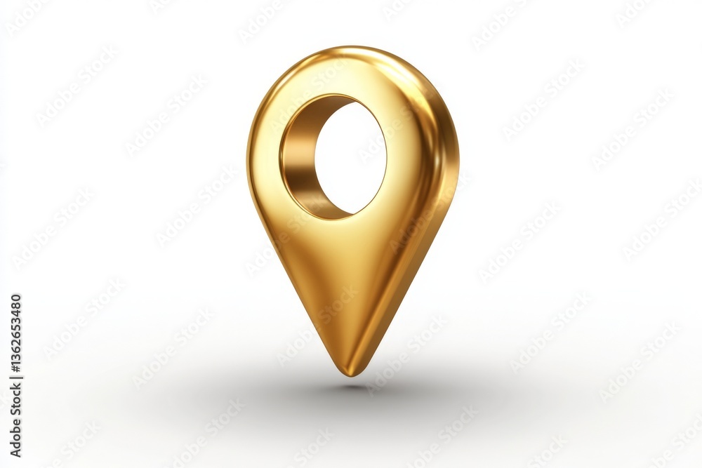 Poster Golden location marker symbol displayed on a white background highlighting navigation and digital mapping significance