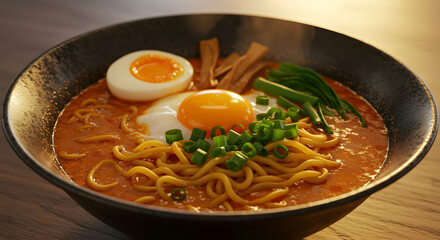 Spicy Ramen Bowl With Egg Toppings
