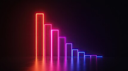 A neon-lit business bar chart in dark mode, symbolizing financial success and futuristic analytics.