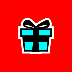 Bold Gift Box Icon on Red Background
