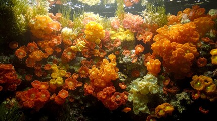 Fototapeta premium Vibrant Underwater Coral Reef Scene: A Colorful Ecosystem of Marine Life