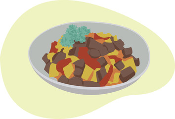 Potato Sambal With Chicken Liver and Gizzard