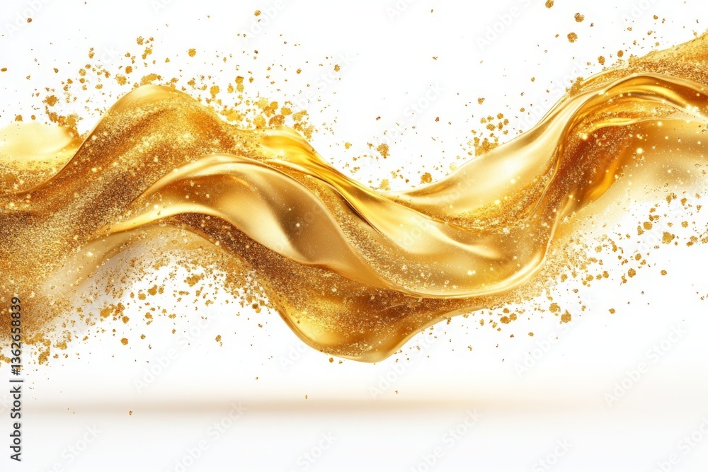 Leinwandbilder Shimmering gold waves flowing elegantly with sparkling particles in a vibrant and dynamic display of artistry