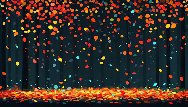 Autumn Leaves Falling in the Forest