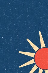 Naklejka premium Abstract Sunburst Minimalist Art, Modern sun design, minimalist art print.