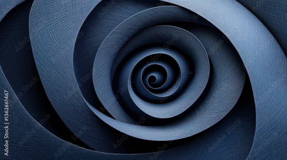 Poster abstract blue spiral vortex: a mesmerizing digital artwork showcasing a deep blue spiral pattern, cr