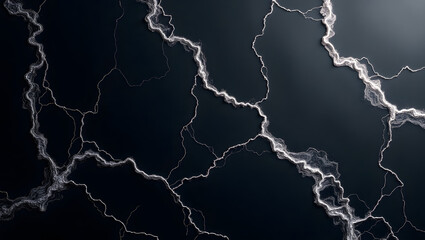 Bright blue lightning strikes in the dark night sky