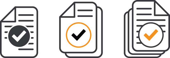 Approved documents with check marks icon.
