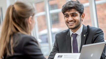 Positive Business Meeting: Diverse Man Smiling and Communicating With Colleague