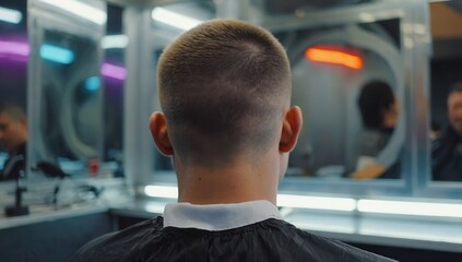A man is receiving a haircut from a barber at a local barber shop