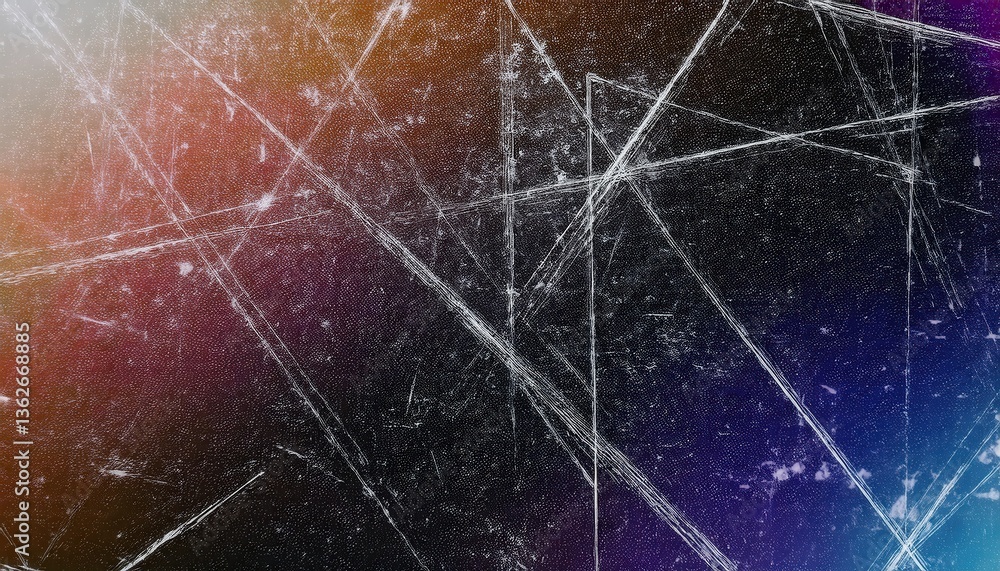 Poster heavily scratched glass surface with gradient light reflection, abstract texture for backgrounds, di