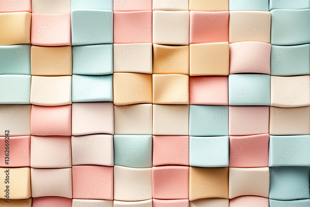 Aufkleber Pastel-colored blocks form a wavy texture, creating a soft and calming visual effect, showcasing a gentle and soothing aesthetic suitable for various design concepts