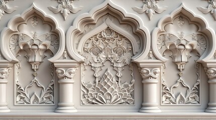 Fototapeta premium Beautiful mosque 3d relief wallpaper. Mural wallpaper. Wall art. AI generated illustration.