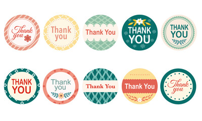 Vintage Round Thank You Stickers for Packaging and Gifts