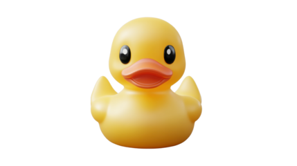 Joyful Rubber Duck: A vibrant and cheerful rubber duck, captured in a studio setting, offering a simple joy and nostalgia. 