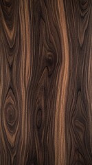 Dark Walnut Wood Texture with Wavy Grain and Satin Finish