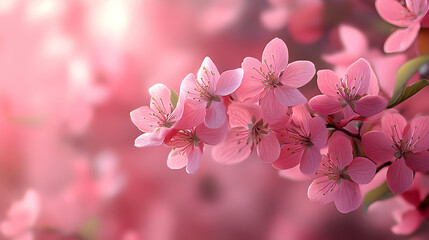 Obraz premium Pink blossoms on a tree branch in soft light