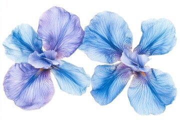 Beautiful blue iris flowers displaying intricate details and vibrant colors in a serene natural setting