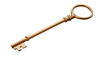 Golden Key to Unlock: A vintage gold key, an emblem of unlocking secrets and opportunities, elegantly poised against a smooth backdrop. 